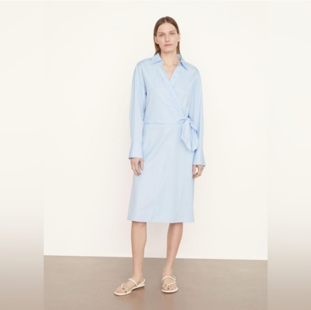 NWT $425 Vince Long-Sleeve Short Wrap Shirtdress Size 8 - Picture 3 of 16